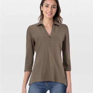 Burberry Chocolate Brown 3/4 Sleeve Top